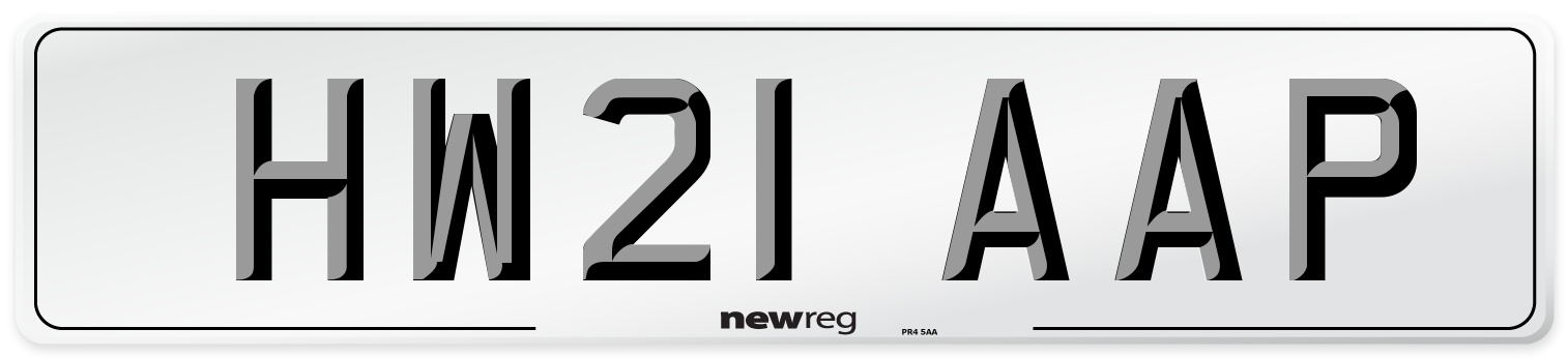 HW21 AAP Number Plate from New Reg